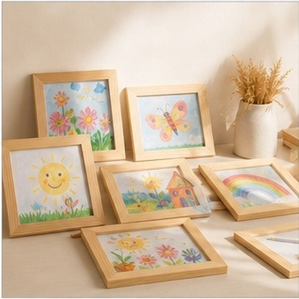 6Pcs Solid Wood DIY Blank Pict - Art And Craft For Nursery recension och pris