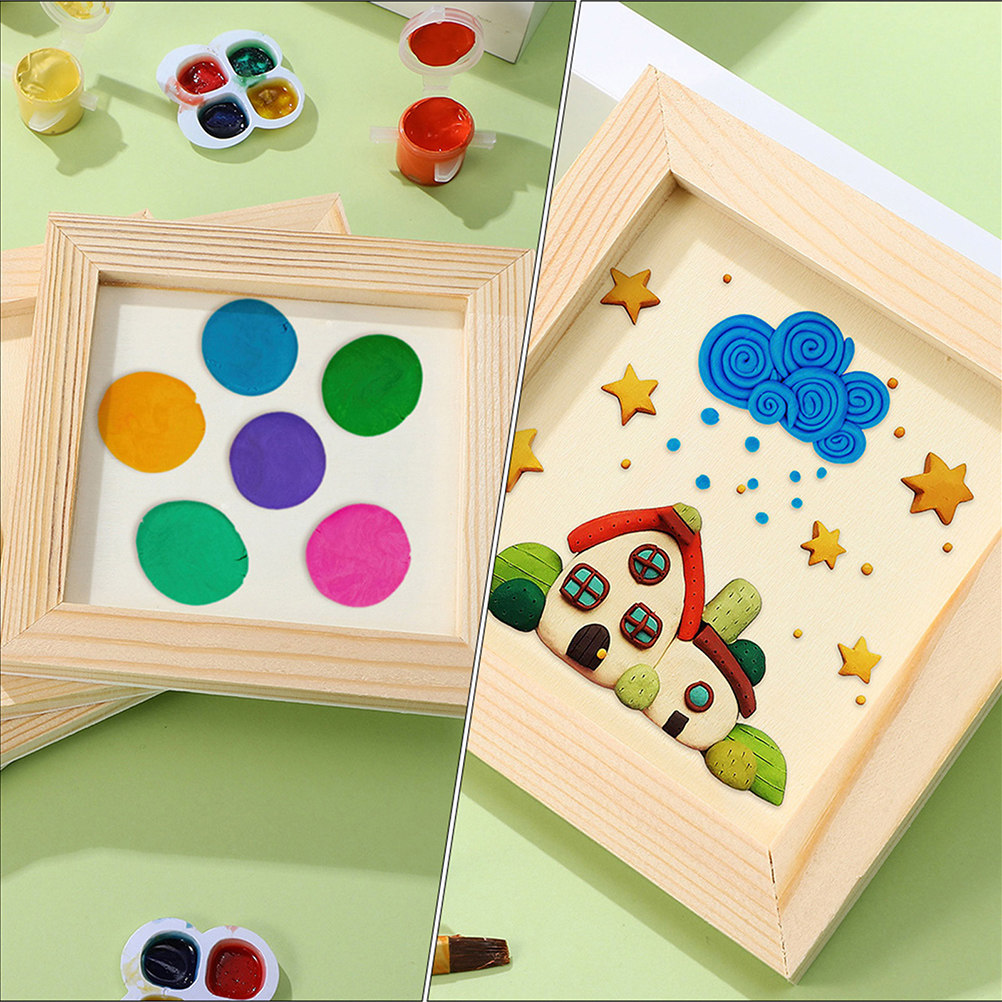 6Pcs Solid Wood DIY Blank Pict - Art And Craft For Nursery recension och pris