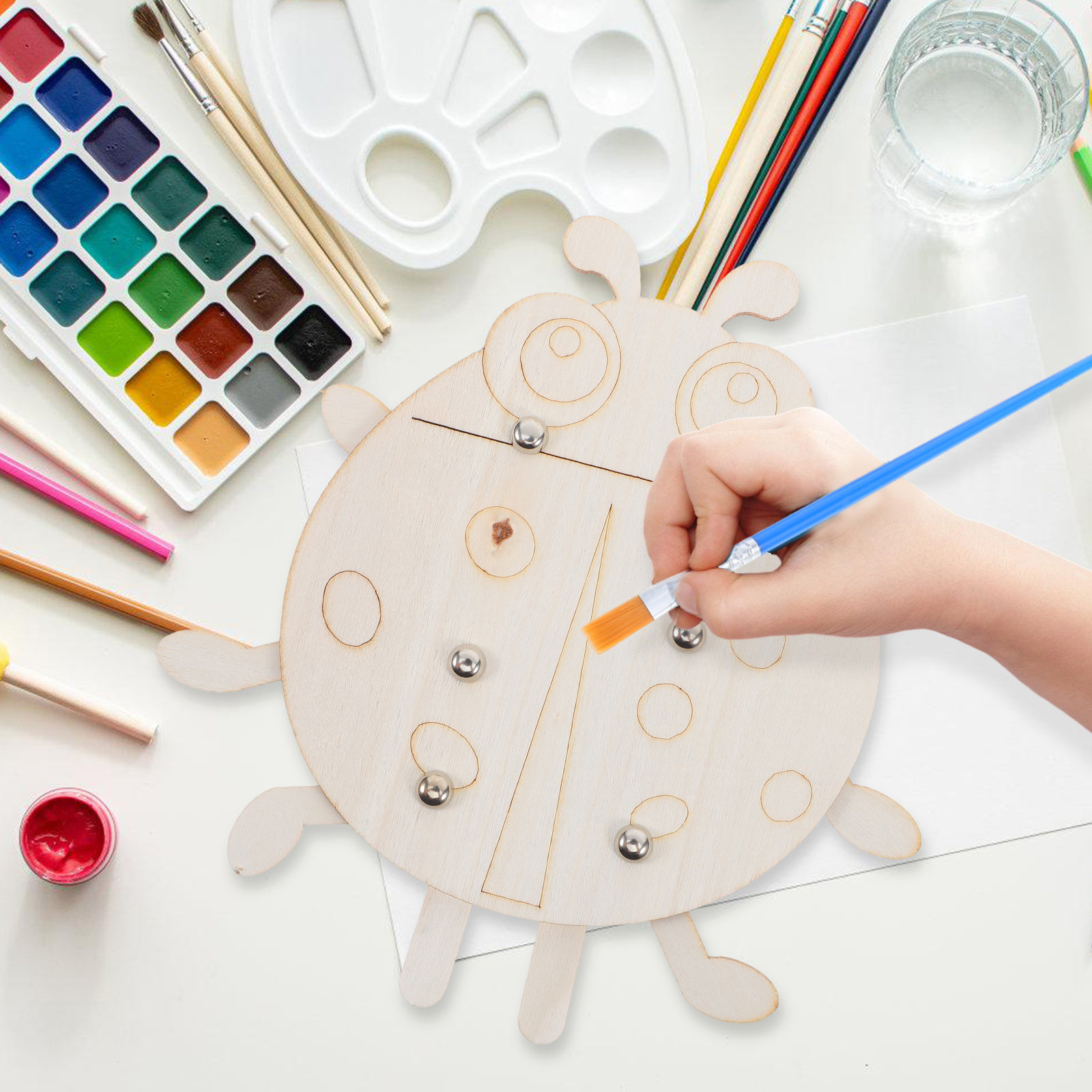 6Pcs Wooden Ladybug Blank Shap - Art And Craft For Nursery recension och pris